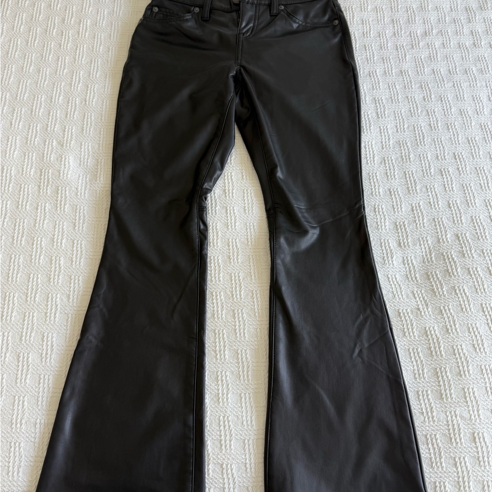 Banana Republic Black Flared Faux Leather Pants